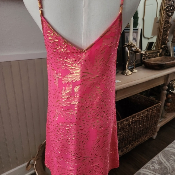 Lilly Pulitzer Lela Silk Dress Coral Reef Pinapple - Picture 5 of 8